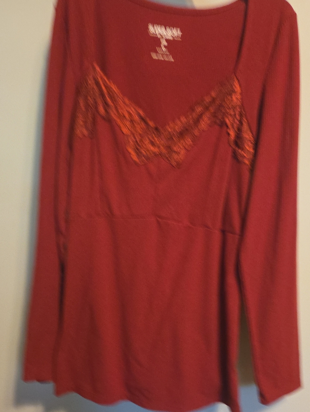 torrid Red Lace-Trim Long Sleeve Top